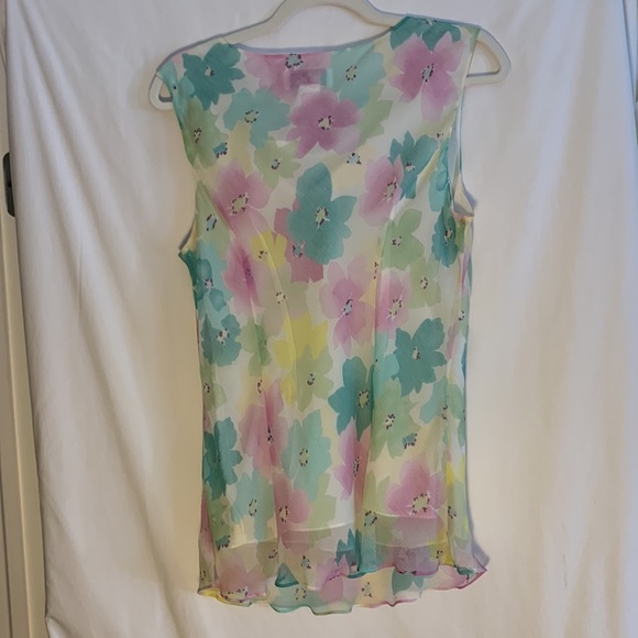 NEW Bob Mackie silk pastel floral blouse 12P - Picture 8 of 10
